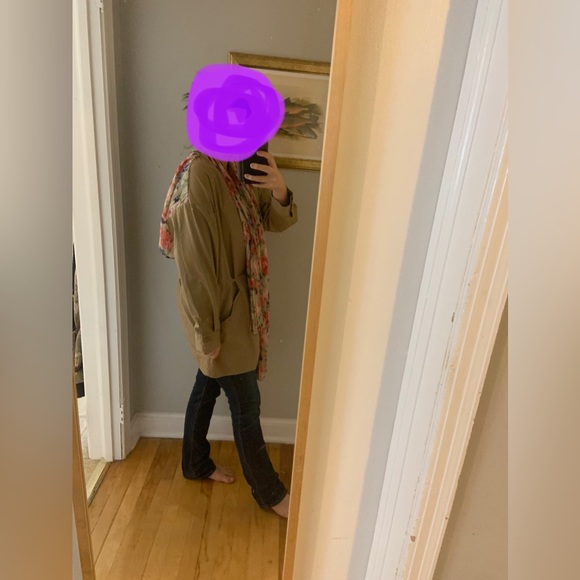 Beige jacket with built in floral scarf - Picture 3 of 7